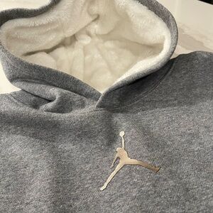 Nike Jordan Jumpman Logo Grey Fleece Hoodie with front zip pocket - Kids size XL